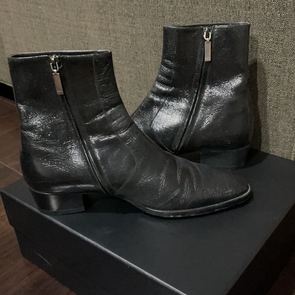 Saint Laurent Wyatt Metallic 40 Zip Boot - Picture 2 of 6